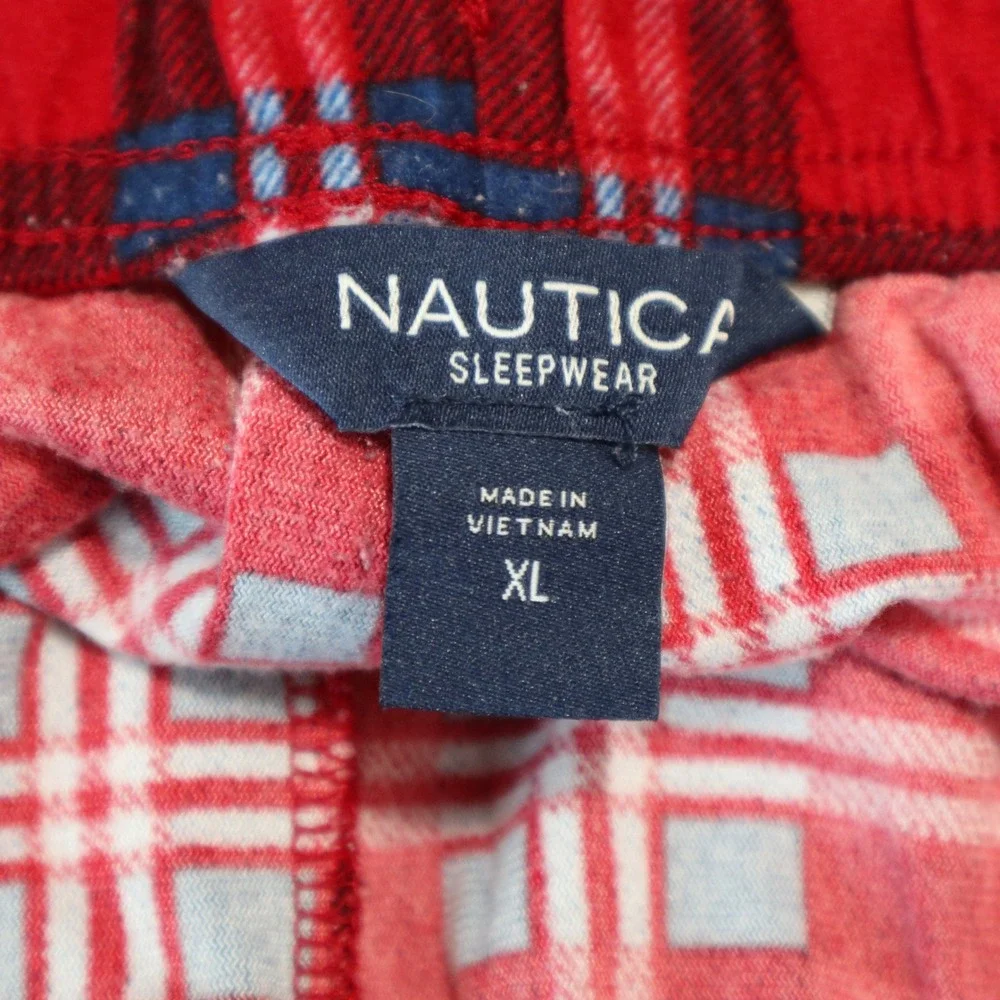 Nautica Pajama Pants Women XL Short Plaid Drawstring Fleece Loungewear Sleepwear